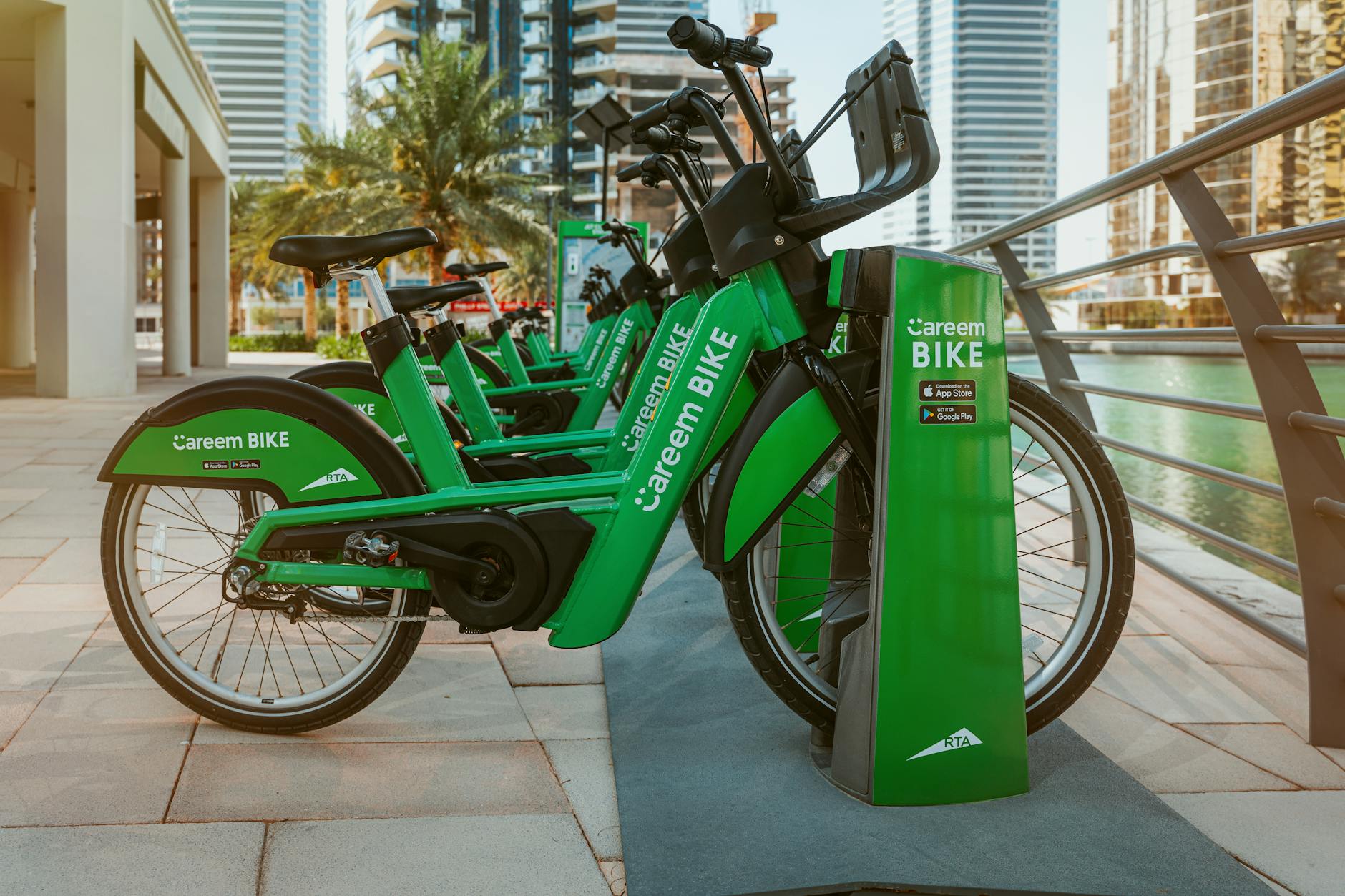 photo of green bicycles