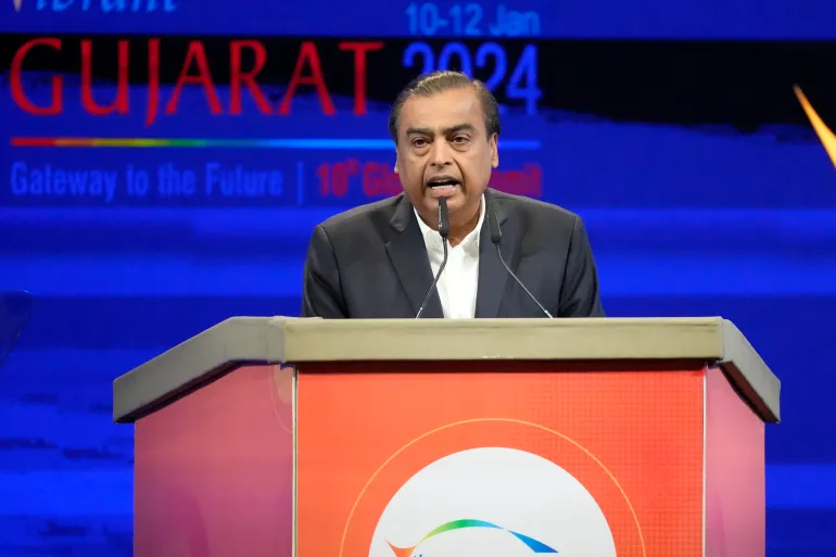 Reliance Industries, led by Chairman Mukesh Ambani, has exported products made from Russian crude oil to countries that have sanctioned Russia, including the US [File: Ajit Solanki/AP Photo]